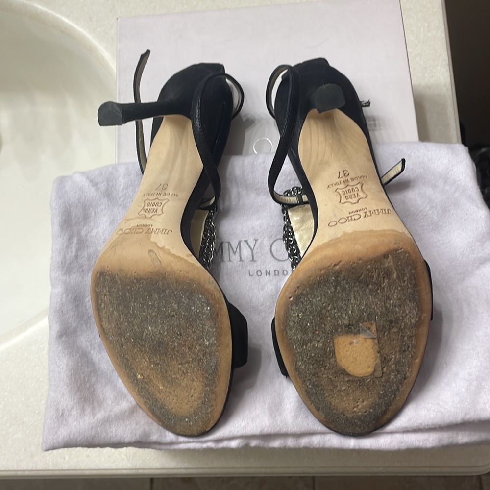 Jimmy Choo Metallic Suede Black heels - Picture 4 of 10